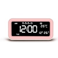 Alarm Clock Bedside Digital Alarm Clock Phone Charger with USB Port Temperature Time Date 12 24 Hours Mode 2 Colors Friendly for Kids, Elderly, and Elderly, Perfect for Bedroom (Color : Pink, Size: Free Size)