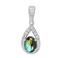 Multi Choice Oval Shape Gemstone 925 Sterling Silver Teardrop Solitaire Pendant Gift for Her