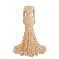 Long Sleeve Prom Dress Sequin Mermaid Evening Gowns Long Formal Dresses for Women 2024