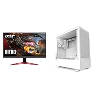 acer Nitro KG241Y Sbiip 23.8” Full HD (1920 x 1080) VA Gaming Monitor & NZXT H5 Flow Compact ATX Mid-Tower PC Gaming Case – High Airflow Perforated Front Panel