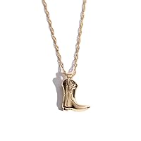 Dcfywl731 Cowboy Boot Necklace Gold Cowgirl Necklace for Women Cowboy Necklace Gold Howdy Necklace Western Style Necklace Jewelry Gift for Women Girls