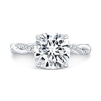 Shree Diamond 3.75 CT Cushion Cut Solitaire Moissanite Engagement Ring, VVS1 4 Prong Irene Knife-Edge Silver Wedding Ring, Woman Promise Gift
