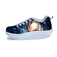 chaqlin Galaxy Women's Mesh Platform Walking Swing Shoes Toning Lightweight Wedges Fitness Work Out Trainers