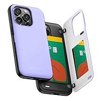GOOSPERY Magnetic Door Bumper Compatible with iPhone 14 Pro Case, Card Holder Wallet Easy Magnet Auto Closing Protective Dual Layer Sturdy Phone Back Cover - Lilac Purple