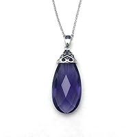 P4591P Briolette Mt St Helens Purple Helenite October Birthstone Sterling Silver Pendant