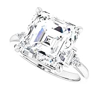 Moissanite Engagement Ring, 6 ct Colorless VVS1 Clarity, Sterling Silver Setting, Vintage Style Ring