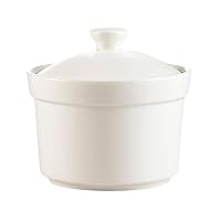 CAC China CAS-B10 10-Ounce Porcelain Round Soup Bowl with Lid, 4 by 2-3/8-Inch, Super White, Box of 24