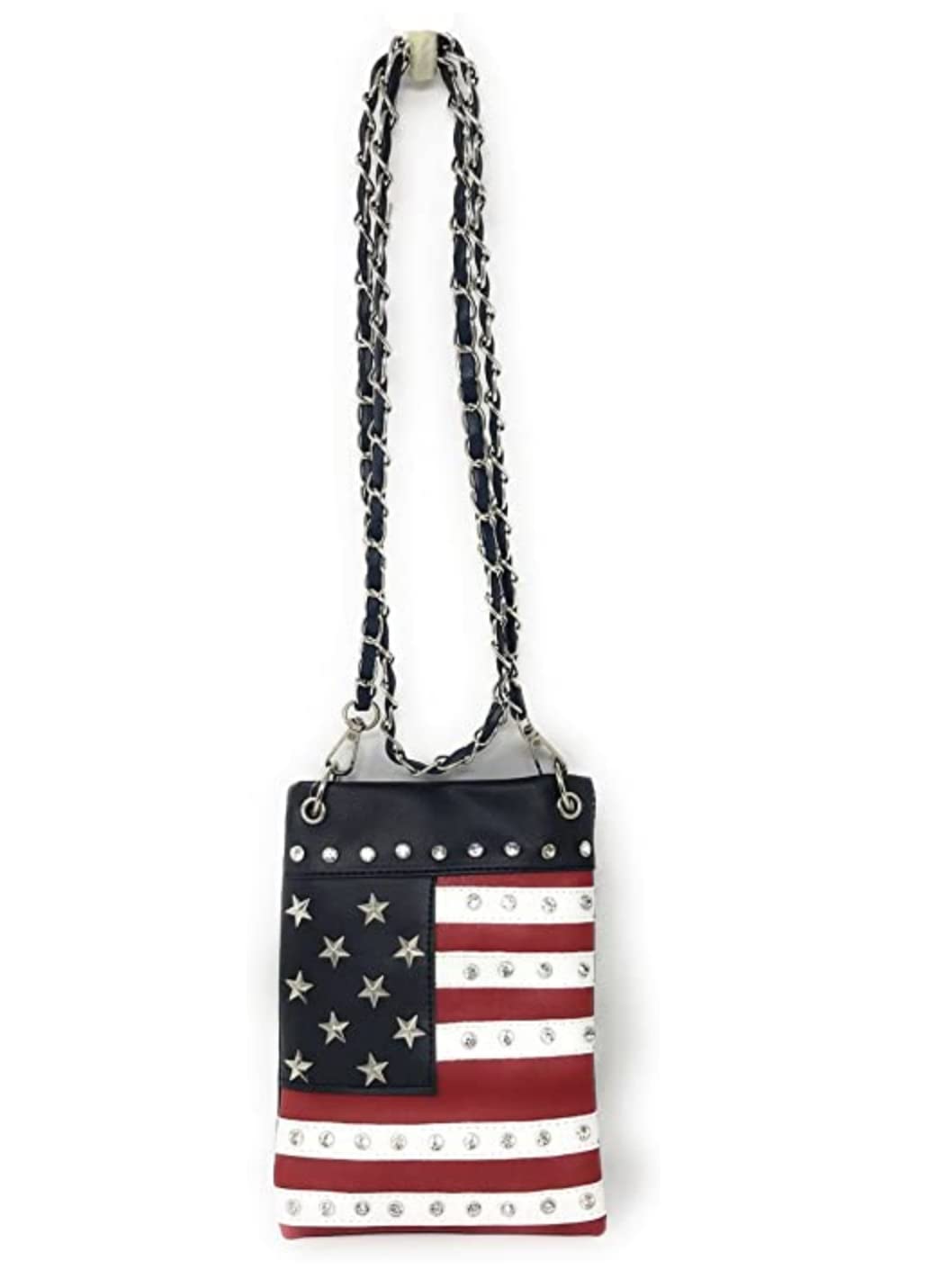 Premium American National Flag Rhinestone Concealed Carry Handbag, Messenger bag, Wallet in Multi Colors