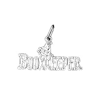 18K White Gold Book Keeper Pendant, Made in USA