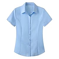 SNKSDGM Women Dress Shirt Long Sleeve Button Down Shirts with Pockets Loose Fitting Casual Summer Shirt Blouse
