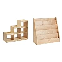ECR4Kids 3-2-1 Cube Storage Cabinet, Children's Furniture, Natural & 5 Shelves Streamline Single-Sided Book Display with Storage, Classroom Bookshelf, Natural