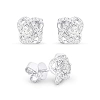 14K White Gold .22ct White Diamond Flower Stud Earrings