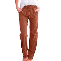 Rvidbe Capri Pants for Women Petite Women's Summer Drawstring Cropped Pants Casual Solid Capri Trousers Pants with Pockets