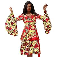 African Print Red Petal Dress (XLarge - US 16)
