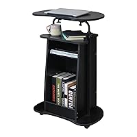 Lectern Podium Stand, Stuffygreenus Mobile Height Adjustable Church Classroom Lecture, Portable Presentation Concert Podium, Standing Laptop Cart with Wheels, Black