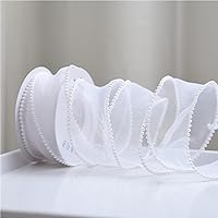 40MM Width Pearl Edge Organza Ribbon for Hair Ornament Bouquet Gift Wrapping Sewing Fabric Clothing Decor DIY Crafts