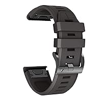 Silicone QuickFit Watch Band Straps for Garmin Fenix 7 7X 6 6X Pro 5X 5 3HR Enduro 935 945 D2 Smart Watch Band 22 26mm Bracelet (Color : Black, Size : 26mm Fenix 6X 6XPro)