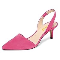 FSJ Women Fashion Low Kitten Heels Pumps Pointed Toe Slingback Sandals Party Casual Dress Shoes