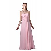 Pink Chiffon Strapless Empire Waist Long Bridesmaid Dresses