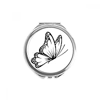 Simple Vintage Butterfly in Black Hand Compact Mirror Round Portable Pocket Glass