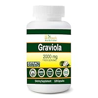 Graviola Extract- 2000 mg Vegetable Capsules, 120 Count