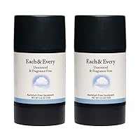 Each & Every 2-Pack Natural Aluminum-Free Deodorant for Sensitive Skin with Essential Oils, Plant-Based Packaging (2.5 Ounce (Pack of 2)) (Unscented)