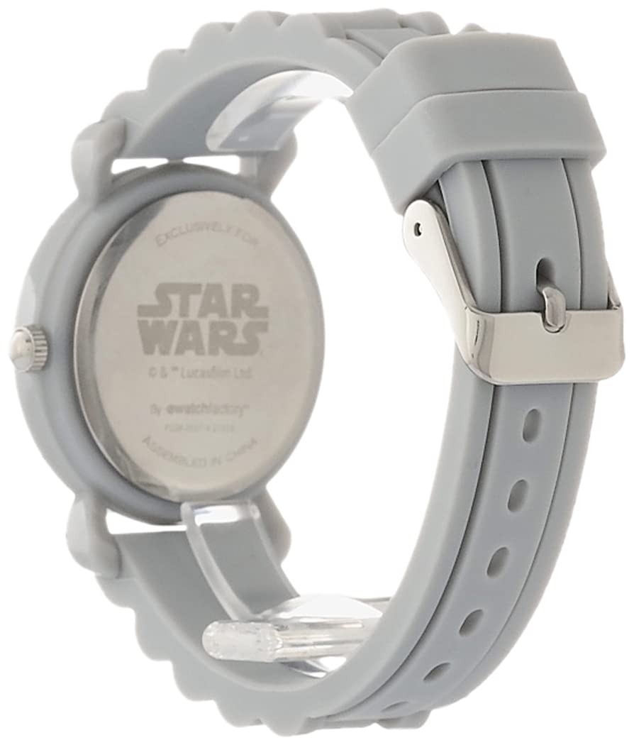 STAR WARS Kids' Plastic Time Teacher Analog Quartz Silicone Strap Watch, Grey