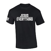 Jesus Over Everything Bible Scripture Mens Christian Tshirt Jesus Cross Short Sleeve T-Shirt Graphic Tee