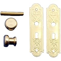 Melody Jane Dolls Houses Dollhouse Gold Victorian Door Knobs with Plates Miniature Door Furniture 1:12