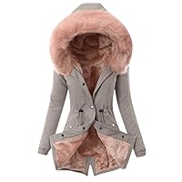RMXEi Ladies Coat Womens Winter Warm Thick Long Jacket Hooded Overcoat