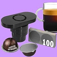 Reusable Vertuo Pods Tool Kit + 100 PCS Aluminum Foil Stickers for Reusable Nespresso Vertuo Pods, Perfect Solution to Reuse Vertuo Refillable Pods