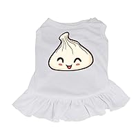 Dumpling Dog Sundress - Kawaii Dog Dress Shirt - Cool Dog Clothing - White, L