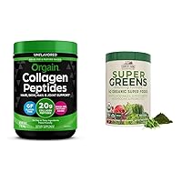 Orgain Hydrolyzed Collagen Peptides Powder, Country Farms Super Greens Powder, 50 Organic Superfoods