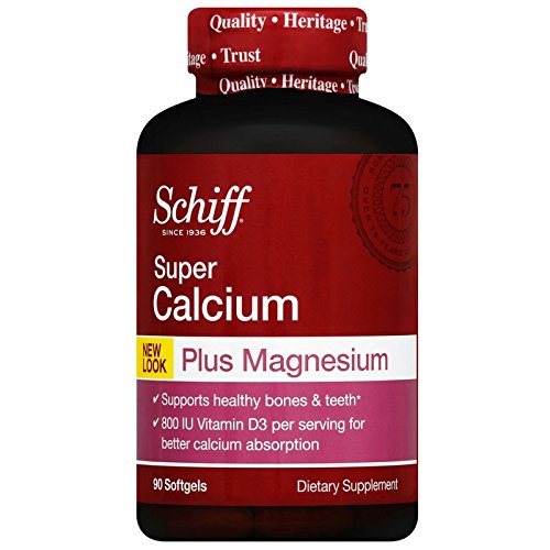 Schiff Calcium Carbonate Plus Magnesium with Vitamin D3 800 IU, Calcium Supplement, 90 ct (Pack of 12)