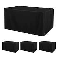 Obstal 4 Pack Black Tablecloth Fitted Table Clothes for 6 Foot Rectangle Tables - Water Resistant Washable Fabric Polyester Rectangle Table Cover for Outdoor/Indoor Uses（72L x 30W x 30H Inches, Black）