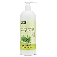 Healing Therapy Massage Lotion - Professional Pedicure, Body and Hot Oil Manicure, Infused with Natural Oils, Vitamins, Panthenol and Amino Acids (Green Tea, 32 Ounce)