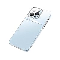 ZIFENGXUAN-Suitable for iPhone 15Pro Max/15 Pro/15 Plus/15 Protective case, Glass Frosted Phone case with Camera Lens Protector Ultra-Thin Women's Men's Protective case Grey (15pro,Blue)
