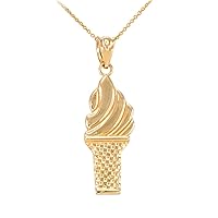 GOLD ICE CREAM CONE CHARM NECKLACE - Gold Purity:: 14K, Pendant/Necklace Option: Pendant With 22