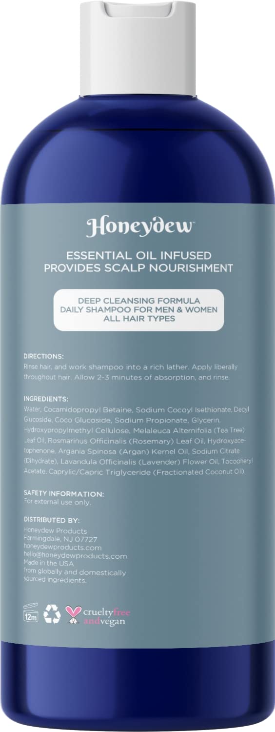 Purifying Rosemary Shampoo Sulfate Free - Rosemary Lavender and Tea Tree Shampoo for Thinning Hair and Scalp Care - Paraben and Sulfate Free Clarifying Shampoo for Build Up with Essential Oils