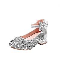 Girls Glitter Mary Jane Low Heel Wedding Party Princess Dress Pumps Shoes Shoes for Little Kids