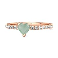 0.5 Cts Emerald Gemstone 925 Sterling Silver Heart Ring Unique Lovers Ring