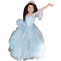 Vintage Ball Gown Flower Girl Dresses for Wedding Party 7-16 with Juliet Long Sleeves Illusion Lace Applique 2024