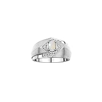 Men's Rings: 6X4MM Oval Shape Gemstone & Sparkling Diamonds - Color Stone Birthstone Sterling Silver Rings, Sizes 8-13. Elevate Your Style with Timeless Elegance!