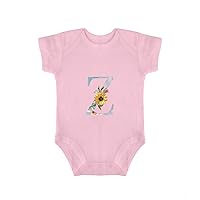 Newborn Outfit Sunflower Floral Monogram Letter - Z Baby Romper Newborn Baby Clothes for New Mum 12months