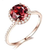 1.50 Carat Round Ruby and Diamond Halo Engagemnet Ring for Women in Rose Gold