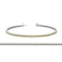 Yellow Sapphire Bezel Set Tennis Bracelet 1.70 ct tw in 14K Gold.