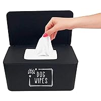 Woof Woof Dog Wipes Dispenser,Upgarde Size(8.2L x 4.9W x 3.9H inches),Dog Paw Butt Wipes Container Storage Box Pet Doggie Grooming Wet Wipes Holder (Dog Wipes(Black))