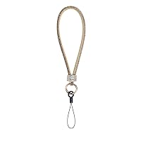 LUVI Phone Charm Chain Diamond Wrist strap Rhinestone Bling Glitter Lanyard String Bracelet Keychain Cute Fashion for Women Girls Gold