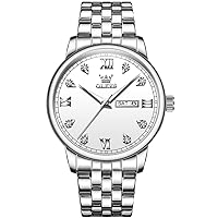 OLEVS Mens Watches Large Face Watch for Men Casual Stainless Steel Diamond Analog Quartz Waterproof Date Dress Men's Wrist Watch…