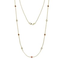 Ruby & Natural Diamond (SI2-I1, G-H) 9 Station Necklace 0.40 ctw 14K Yellow Gold